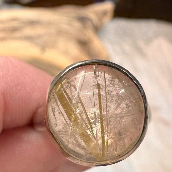 Golden Tourmalated Quartz Ring and Earrings - Picture 4 of 13